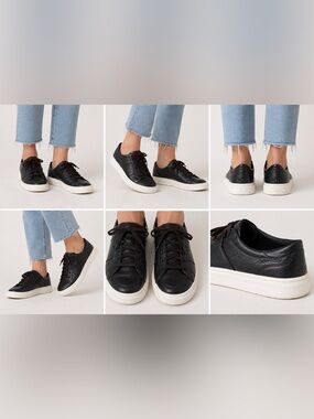 UGG Alameda Lace Leather Sneakers - Black - Women's Size 9.5